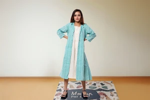 Stylish Pure Cotton Two-Piece Dress with Jacket for Women