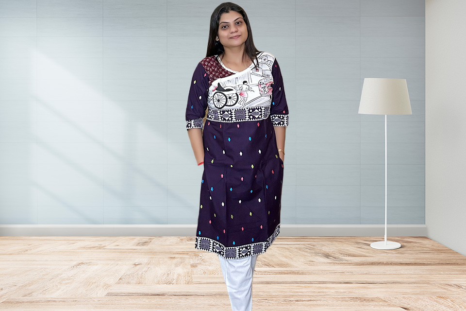 Elegant Pure Cotton Painted Kurti for Women - Shop Now Elegant Pure Cotton Painted Kurti for Women - Shop Now