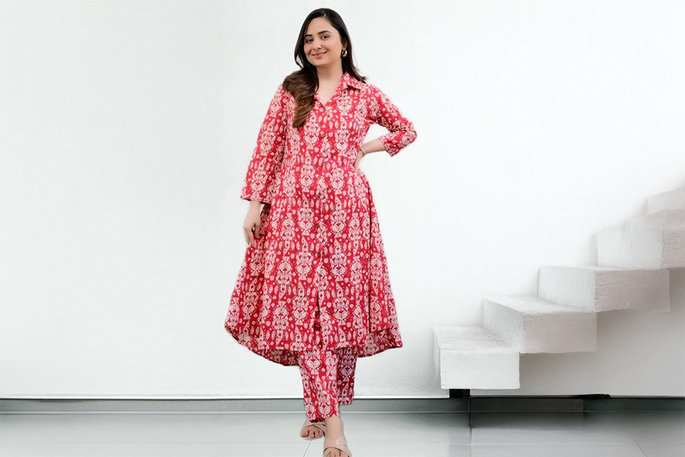 Stylish Red Printed Co-ord Set for Women - Trendy & Chic