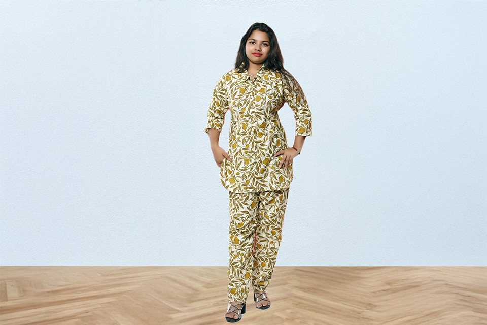 Chic Olive Cotton Co-ord Set for Women – Shop Now!