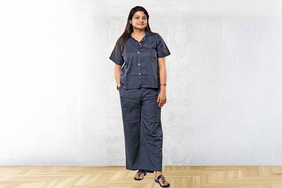 Elevate Your Style with Pure Linen Half Sleeve Co-ord Set