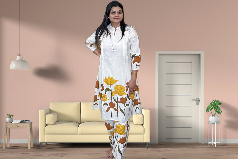 Elegant Pure Khadi Co-ord Set for Women - Timeless Style Elegant Pure Khadi Co-ord Set for Women - Timeless Style