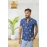 Cotton blue half men's shirt with white gajaraj print