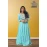 Pure Cotton Long Sky Blue Gown with embroidery work For women