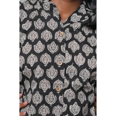 Pure Cotton Hand block Printed Black Women's Shirt