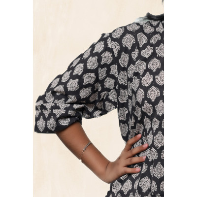 Pure Cotton Hand block Printed Black Women's Shirt