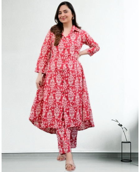 Red Printed Co-ord Set For Women