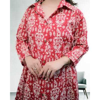Red Printed Co-ord Set For Women