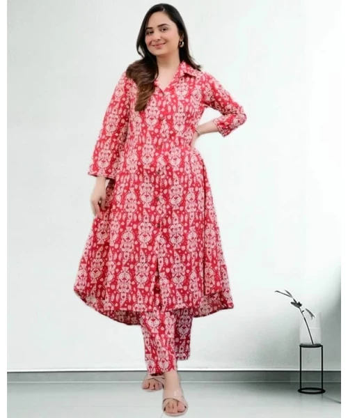 Red Printed Co-ord Set For Women