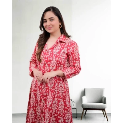 Red Printed Co-ord Set For Women