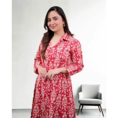 Red Printed Co-ord Set For Women