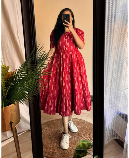 Ikkat Middy Dress For Women