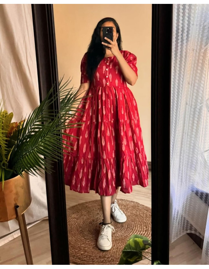 Ikkat Middy Dress For Women