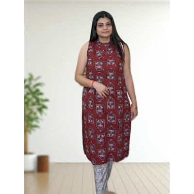 Pure Cotton Ethnic Kurti Pant Set Foe Women