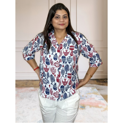 Pure Cotton Katha Shirt For Women