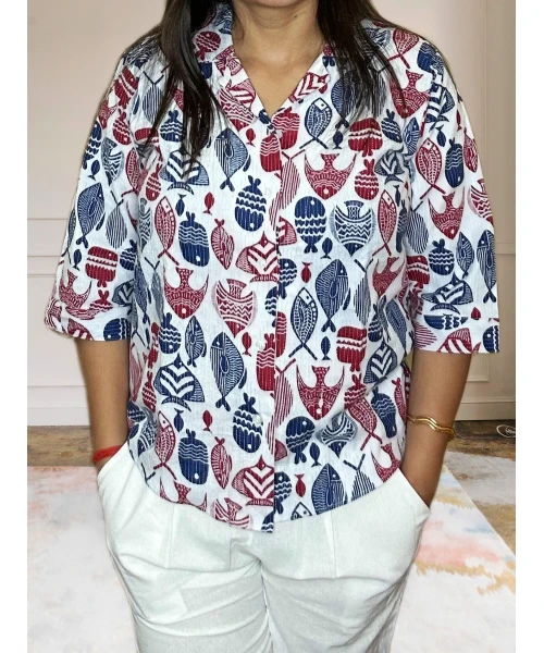 Pure Cotton Katha Shirt For Women