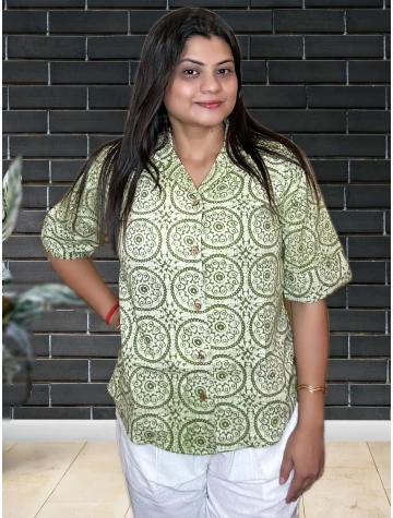 Hand Block Pure Cotton Shirt For Women  Hand Block Pure Cotton Shirt For Women data-sizes=