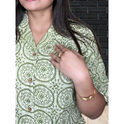 Hand Block Pure Cotton Shirt For Women