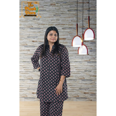 Pure Cotton Printed Women's Black Co-ords set