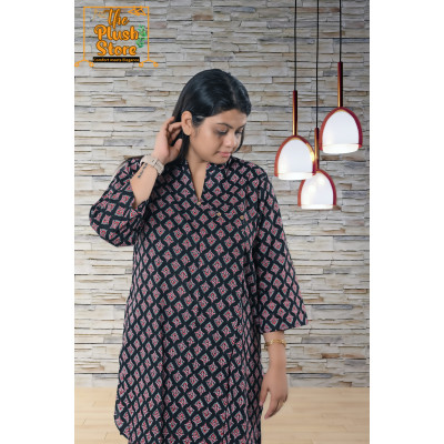 Pure Cotton Printed Women's Black Co-ords set