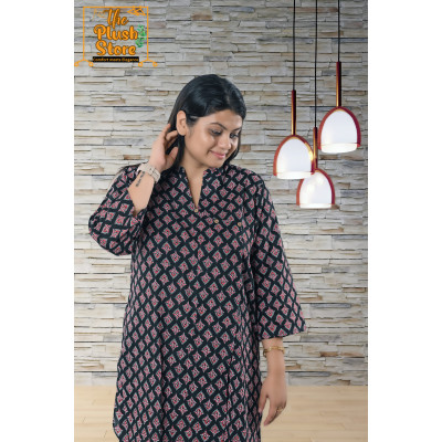 Pure Cotton Printed Women's Black Co-ords set