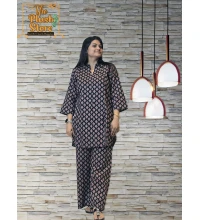 Pure Cotton Printed Women's Black Co-ords set