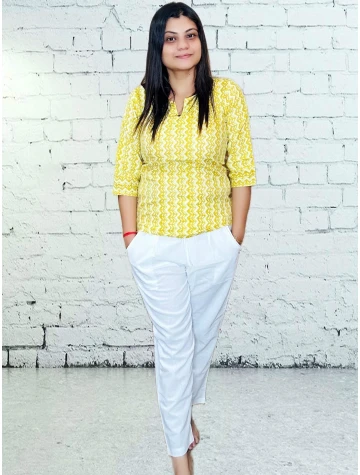 Hand Block Printed Top For Women  Hand Block Printed Top For Women data-sizes=