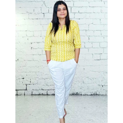 Hand Block Printed Top For Women