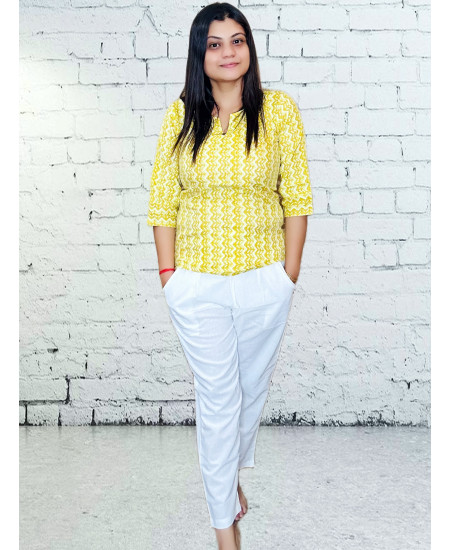 Hand Block Printed Top For Women
