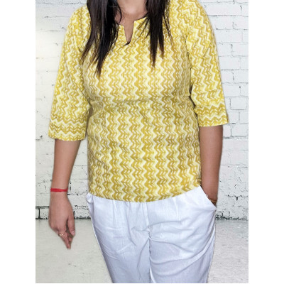 Hand Block Printed Top For Women
