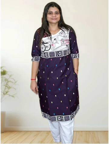 Pure Cotton Painted Kurti For Women  Pure Cotton Painted Kurti For Women data-sizes=