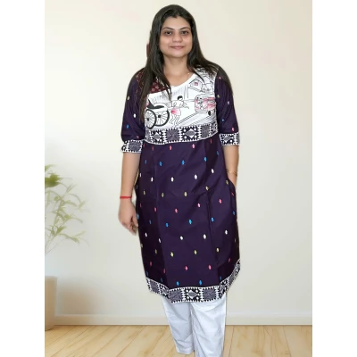 Pure Cotton Painted Kurti For Women