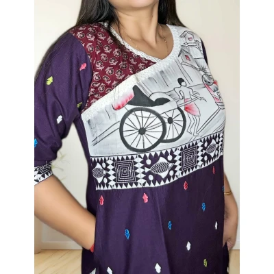 Pure Cotton Painted Kurti For Women