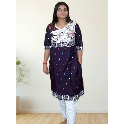 Pure Cotton Painted Kurti For Women