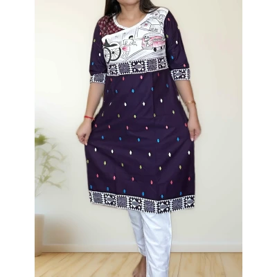 Pure Cotton Painted Kurti For Women