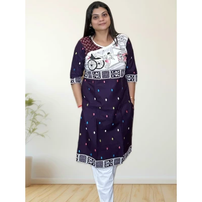 Pure Cotton Painted Kurti For Women