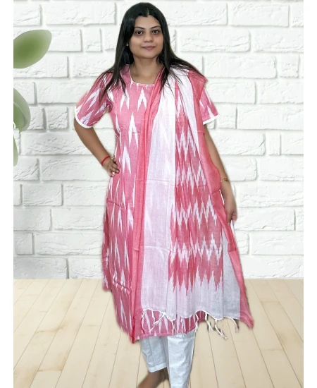 Ikkat Salwar Set With Dupatta For Women