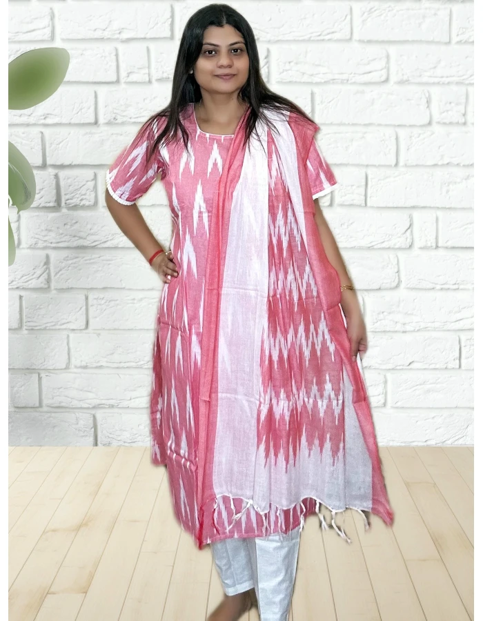 Ikkat Salwar Set With Dupatta For Women