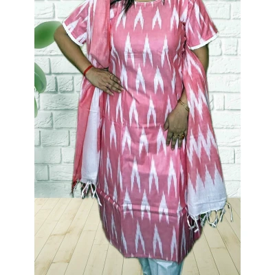 Ikkat Salwar Set With Dupatta For Women