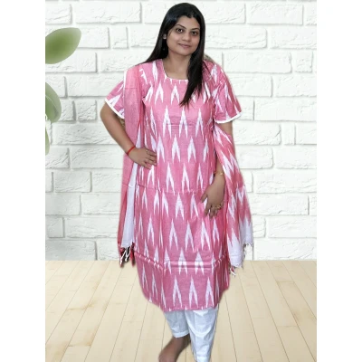 Ikkat Salwar Set With Dupatta For Women