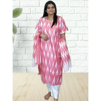 Ikkat Salwar Set With Dupatta For Women