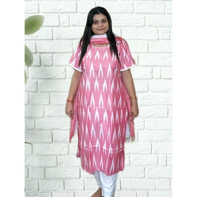 Ikkat Salwar Set With Dupatta For Women