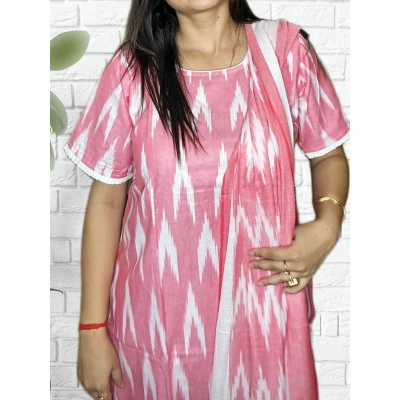 Ikkat Salwar Set With Dupatta For Women