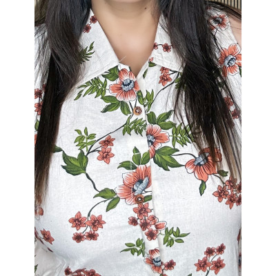Khadi Cotton Floral Kurti Style Long Co-ord Set For Women