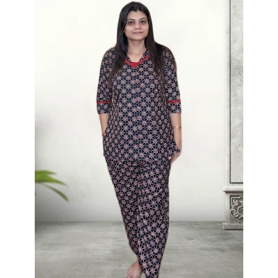 Pure Cotton Printed Black Co-ord Set For Women
