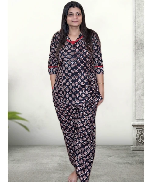 Pure Cotton Printed Black Co-ord Set For Women