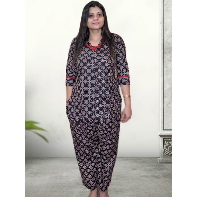 Pure Cotton Printed Black Co-ord Set For Women