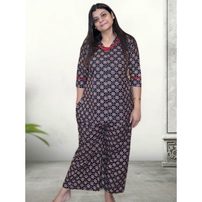 Pure Cotton Printed Black Co-ord Set For Women