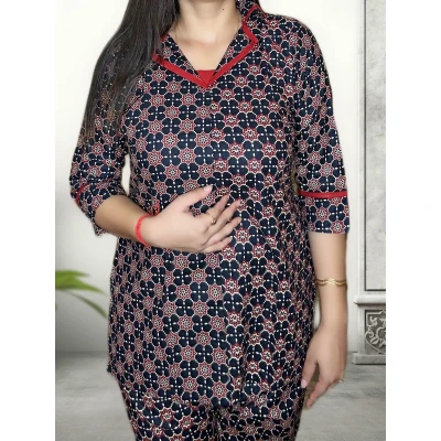 Pure Cotton Printed Black Co-ord Set For Women