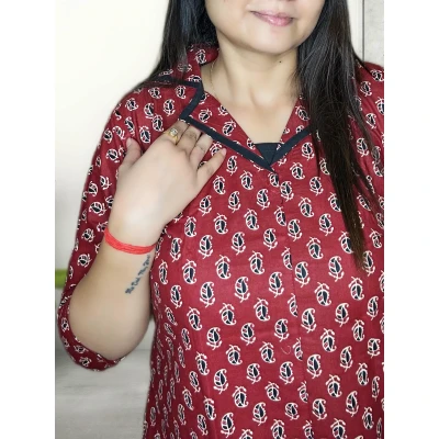 Pure Cotton Printed Rust Co-ord Set For Women